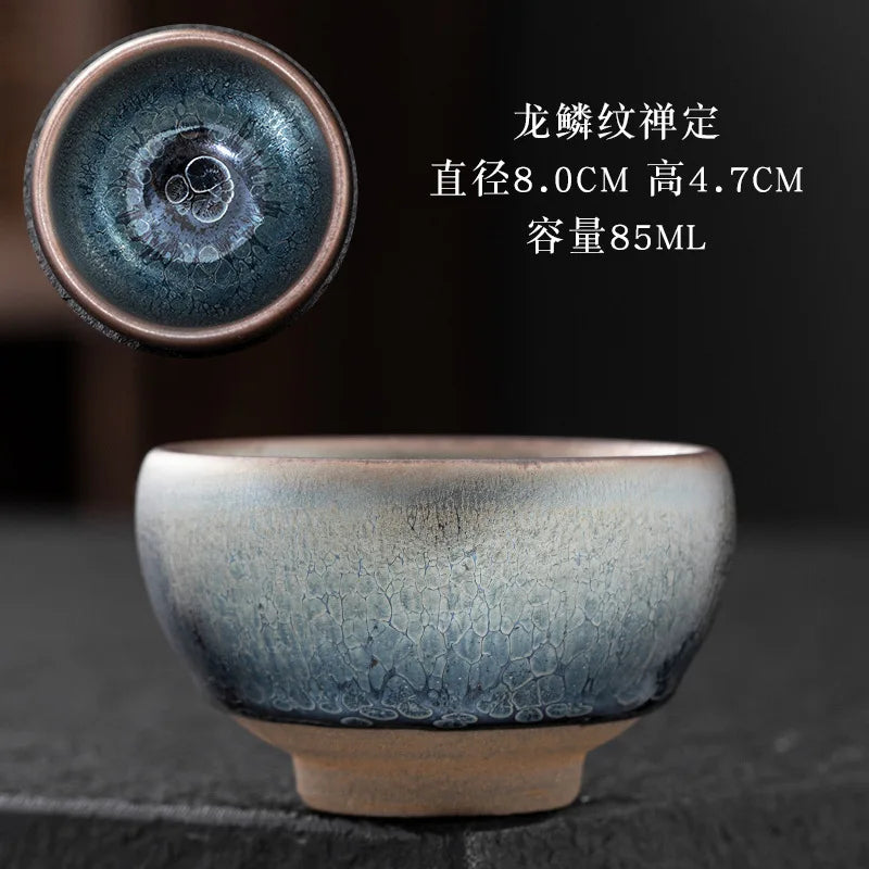 JZ209 Chinese Jian kiln tea bowl with oilspot glaze Small Tenmoku Tea Cup Natural Ceramic High Temporature Fired Eco-friendly