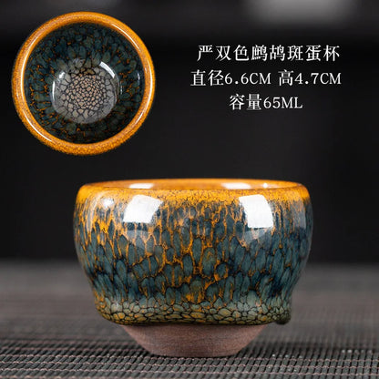 JZ209 Chinese Jian kiln tea bowl with oilspot glaze Small Tenmoku Tea Cup Natural Ceramic High Temporature Fired Eco-friendly
