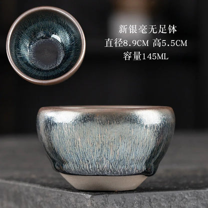 JZ209 Chinese Jian kiln tea bowl with oilspot glaze Small Tenmoku Tea Cup Natural Ceramic High Temporature Fired Eco-friendly