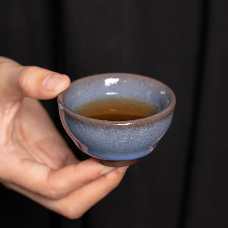 JZ209 Chinese Jian kiln tea bowl with oilspot glaze Small Tenmoku Tea Cup Natural Ceramic High Temporature Fired Eco-friendly