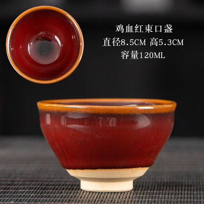 JZ209 Chinese Jian kiln tea bowl with oilspot glaze Small Tenmoku Tea Cup Natural Ceramic High Temporature Fired Eco-friendly