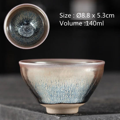 JZ210 Chinese Jian kiln tea bowl with oilspot glaze Small Tenmoku Tea Cup Natural Ceramic High Temporature Fired Eco-friendly