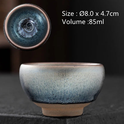 JZ210 Chinese Jian kiln tea bowl with oilspot glaze Small Tenmoku Tea Cup Natural Ceramic High Temporature Fired Eco-friendly
