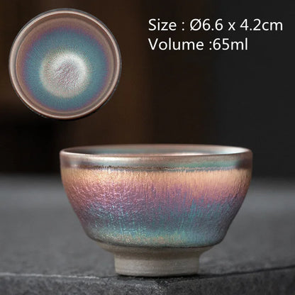 JZ210 Chinese Jian kiln tea bowl with oilspot glaze Small Tenmoku Tea Cup Natural Ceramic High Temporature Fired Eco-friendly