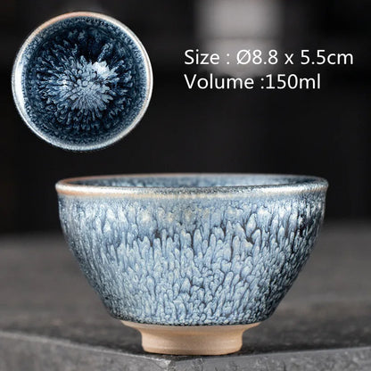 JZ210 Chinese Jian kiln tea bowl with oilspot glaze Small Tenmoku Tea Cup Natural Ceramic High Temporature Fired Eco-friendly