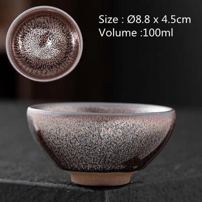 JZ210 Chinese Jian kiln tea bowl with oilspot glaze Small Tenmoku Tea Cup Natural Ceramic High Temporature Fired Eco-friendly