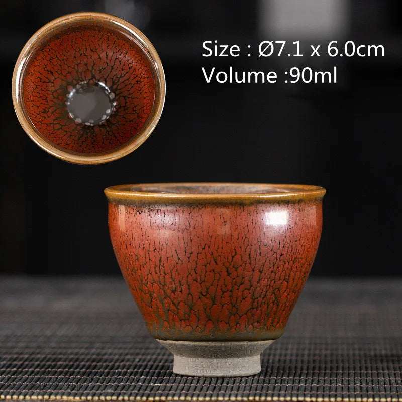 JZ210 Chinese Jian kiln tea bowl with oilspot glaze Small Tenmoku Tea Cup Natural Ceramic High Temporature Fired Eco-friendly