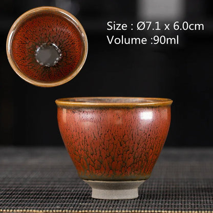 JZ210 Chinese Jian kiln tea bowl with oilspot glaze Small Tenmoku Tea Cup Natural Ceramic High Temporature Fired Eco-friendly