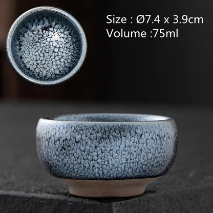 JZ210 Chinese Jian kiln tea bowl with oilspot glaze Small Tenmoku Tea Cup Natural Ceramic High Temporature Fired Eco-friendly
