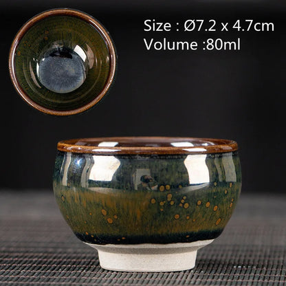 JZ210 Chinese Jian kiln tea bowl with oilspot glaze Small Tenmoku Tea Cup Natural Ceramic High Temporature Fired Eco-friendly