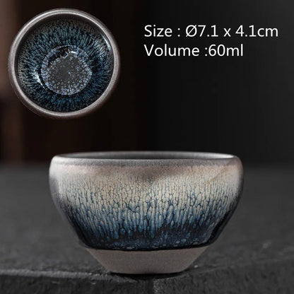 JZ210 Chinese Jian kiln tea bowl with oilspot glaze Small Tenmoku Tea Cup Natural Ceramic High Temporature Fired Eco-friendly