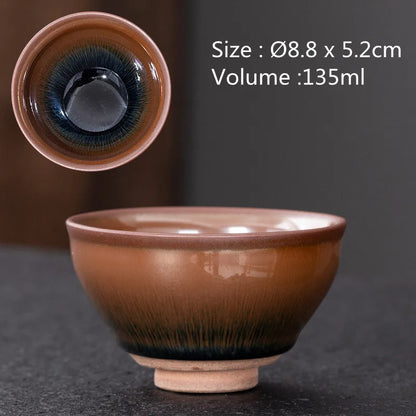 JZ210 Chinese Jian kiln tea bowl with oilspot glaze Small Tenmoku Tea Cup Natural Ceramic High Temporature Fired Eco-friendly