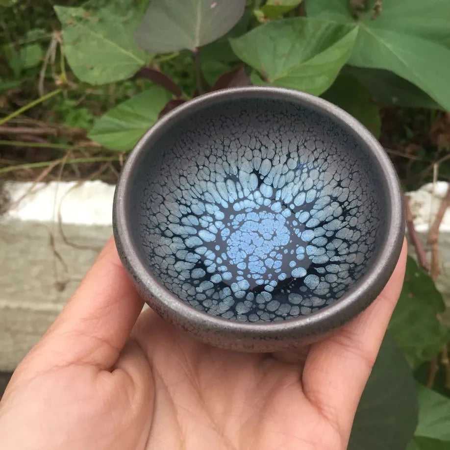JZ210 Chinese Jian kiln tea bowl with oilspot glaze Small Tenmoku Tea Cup Natural Ceramic High Temporature Fired Eco-friendly