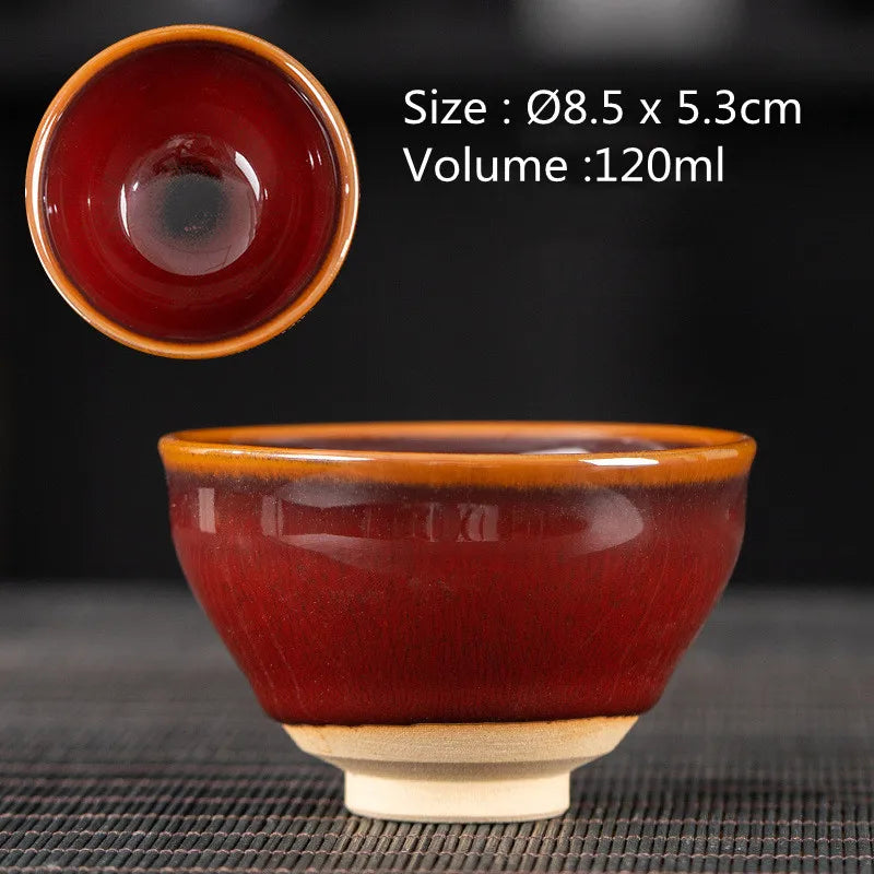 JZ210 Chinese Jian kiln tea bowl with oilspot glaze Small Tenmoku Tea Cup Natural Ceramic High Temporature Fired Eco-friendly
