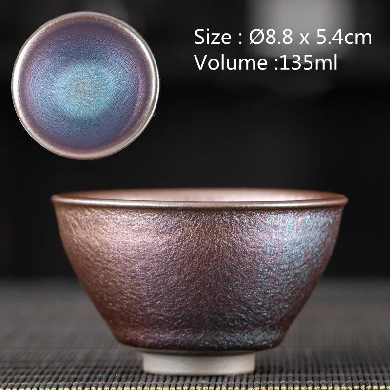 JZ210 Chinese Jian kiln tea bowl with oilspot glaze Small Tenmoku Tea Cup Natural Ceramic High Temporature Fired Eco-friendly