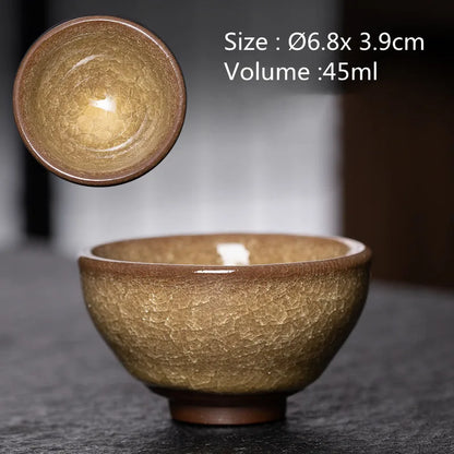 JZ210 Chinese Jian kiln tea bowl with oilspot glaze Small Tenmoku Tea Cup Natural Ceramic High Temporature Fired Eco-friendly