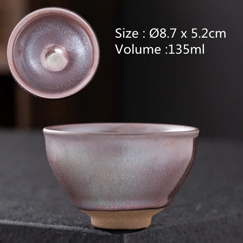 JZ210 Chinese Jian kiln tea bowl with oilspot glaze Small Tenmoku Tea Cup Natural Ceramic High Temporature Fired Eco-friendly