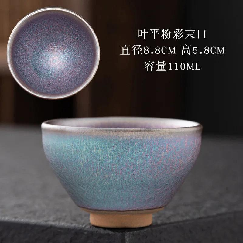JZ248 110ml Small Cups Color Tenmoku Tea Cup Natural Clay and Ore Chinese Traditional Kungfu Teaware Fired in Kiln /JIANZHAN