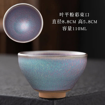 JZ248 110ml Small Cups Color Tenmoku Tea Cup Natural Clay and Ore Chinese Traditional Kungfu Teaware Fired in Kiln /JIANZHAN