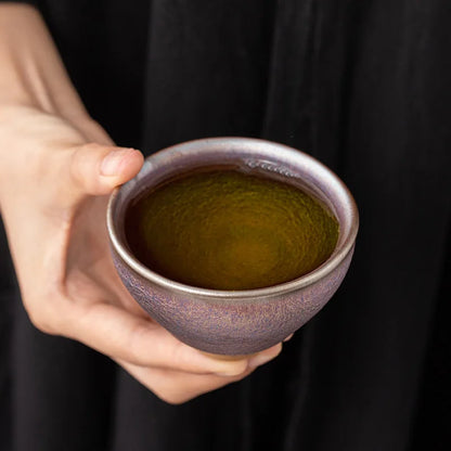 JZ248 110ml Small Cups Color Tenmoku Tea Cup Natural Clay and Ore Chinese Traditional Kungfu Teaware Fired in Kiln /JIANZHAN