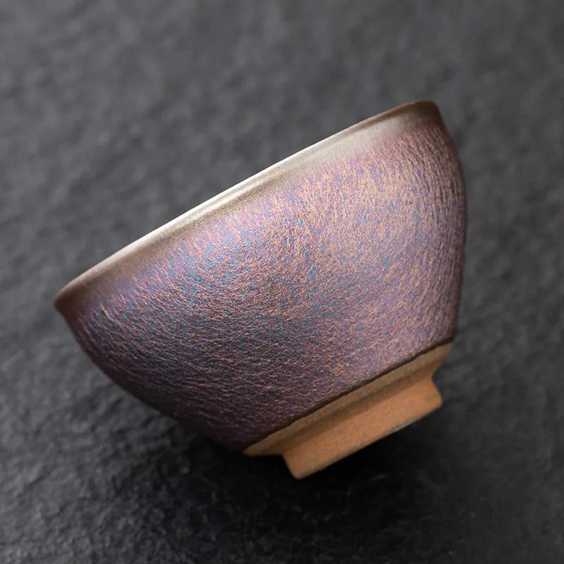 JZ248 110ml Small Cups Color Tenmoku Tea Cup Natural Clay and Ore Chinese Traditional Kungfu Teaware Fired in Kiln /JIANZHAN