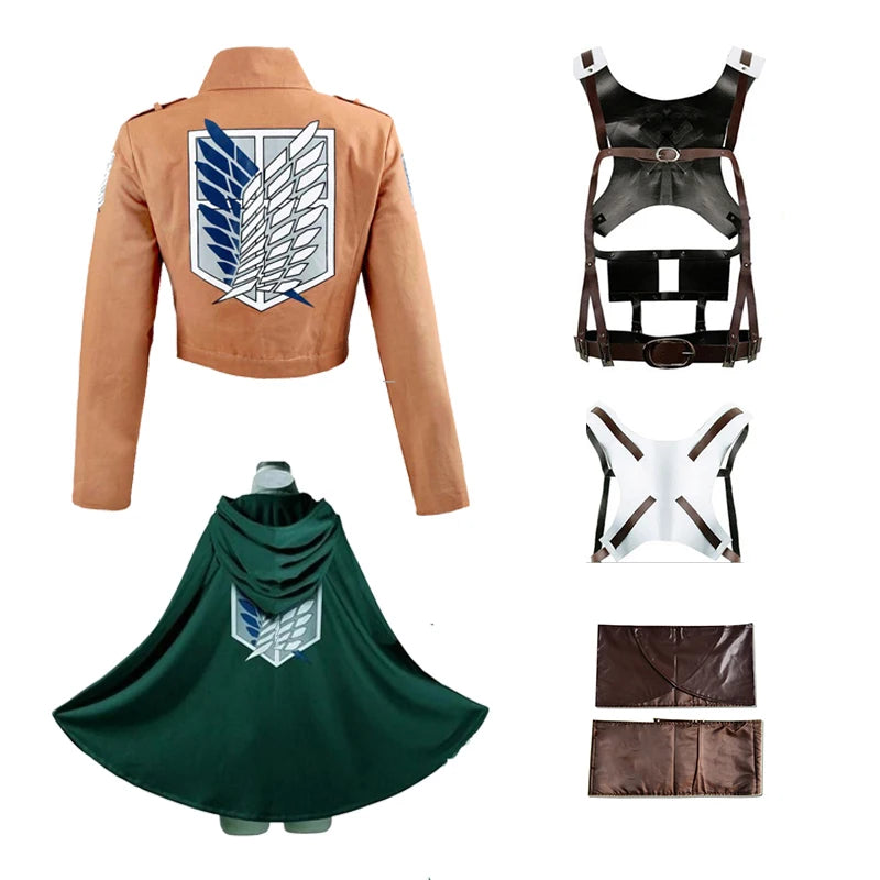 Jacket Pants Shingeki no Kyojin Cosplay Costumes Recon Corps Harness Belt Apron Skirt Scouting Legion Cape Cloak