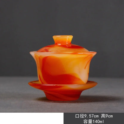 Jade Cup Porcelain Teacup Thickened Tureen Chinese Kung Fu Tea Set High-end Zen Tea Infuser Coffee Mug Tea Maker Tableware
