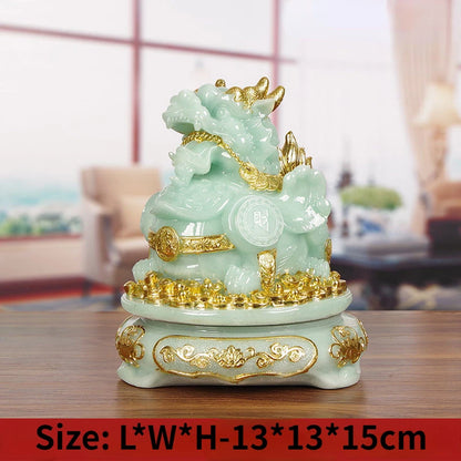 Jade Pixiu Ornaments Attract Wealth Feng Shui Handicrafts Living Room Office Decoration Housewarming Opening Gifts