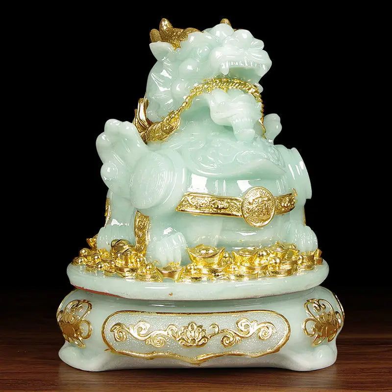 Jade Pixiu Ornaments Attract Wealth Feng Shui Handicrafts Living Room Office Decoration Housewarming Opening Gifts