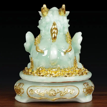 Jade Pixiu Ornaments Attract Wealth Feng Shui Handicrafts Living Room Office Decoration Housewarming Opening Gifts