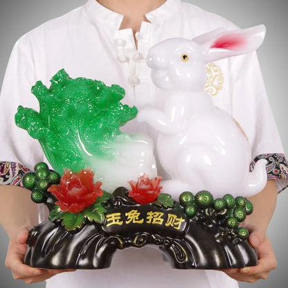 Jade Rabbit Fortune Zodiac Switch Settlement Opening Gifts of The Rabbit Mascot Birthday Gift Home Decoration