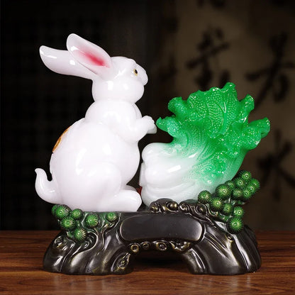 Jade Rabbit Fortune Zodiac Switch Settlement Opening Gifts of The Rabbit Mascot Birthday Gift Home Decoration