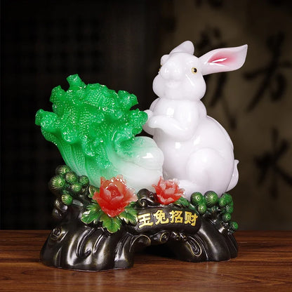 Jade Rabbit Fortune Zodiac Switch Settlement Opening Gifts of The Rabbit Mascot Birthday Gift Home Decoration