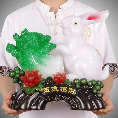 Jade Rabbit Fortune Zodiac Switch Settlement Opening Gifts of The Year of The Rabbit Mascot Birthday Gift Home Decoration