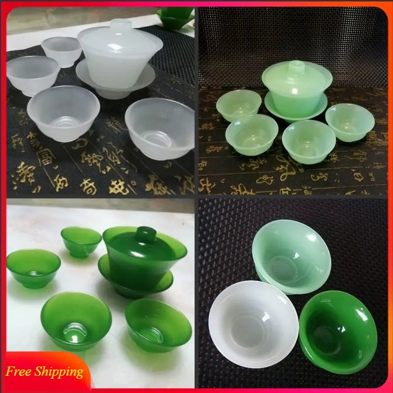 Jade Teacup Wine Glass Chinese Kung Fu Tea Set Health High-end Jade Tureen Master Cup Set Jade Bowl Tea Cup Water Cup Tea Maker
