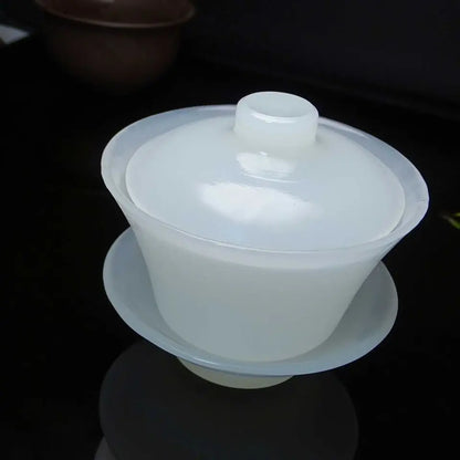 Jade Teacup Wine Glass Chinese Kung Fu Tea Set Health High-end Jade Tureen Master Cup Set Jade Bowl Tea Cup Water Cup Tea Maker