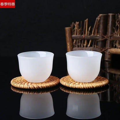 Jade Teacup Wine Glass Kung Fu Teacup Health Cup Water Cup Gift Cup Tea Set Tea Bowls  Chinese Style Porcelain