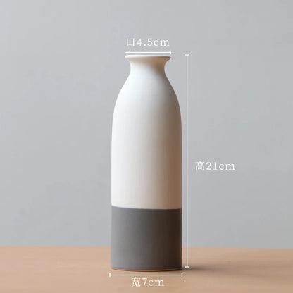 Japan Brief Flower Vase Ceramic Desk Simple Art Vases Home Party Decoration Tabletop Water Flowerpot Wedding Ornaments