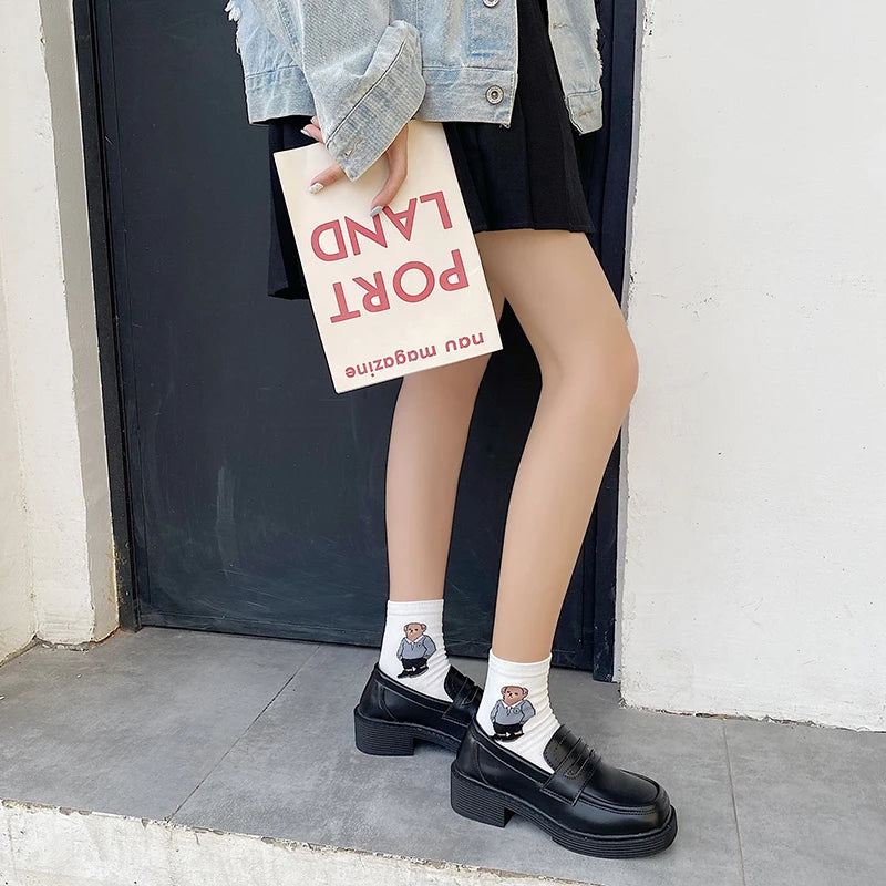 Japan Style Girl Lolita Retro Shoes Student JK Shoes Female Low Heels Shallow Loafers