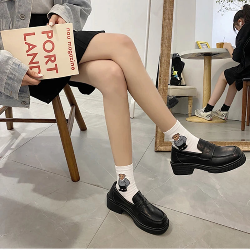 Japan Style Girl Lolita Retro Shoes Student JK Shoes Female Low Heels Shallow Loafers