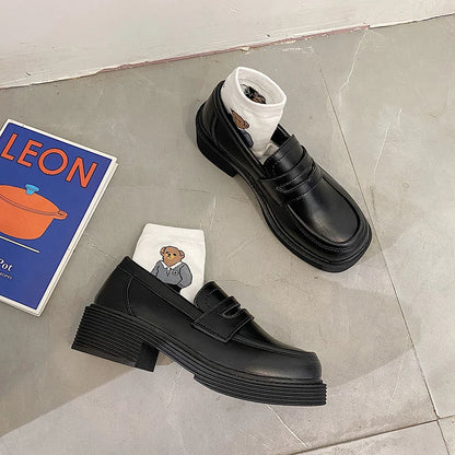 Japan Style Girl Lolita Retro Shoes Student JK Shoes Female Low Heels Shallow Loafers