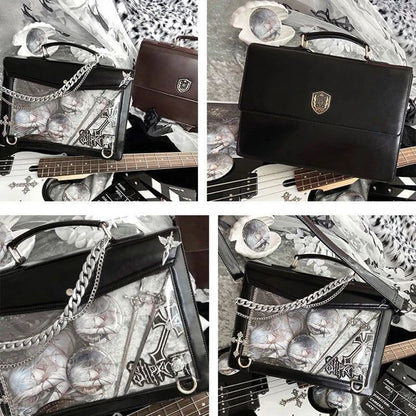 Japan Style Girls Lolita Gothic JK Backpacks Satchels HandBags Students School Transparent Layer Briefcases Shoulder Bags ItaBag