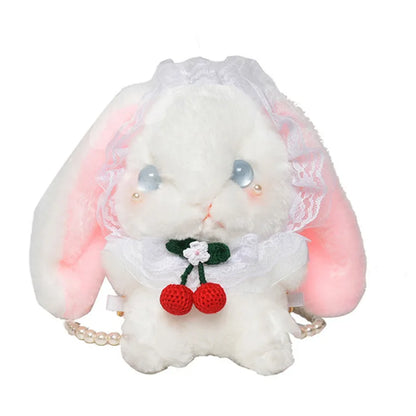 Japan Style Kawaii Girl Lolita Shoulder Bags Rabbit-shaped Bags Lace Pearl Chain Bags mochilas escolares anime