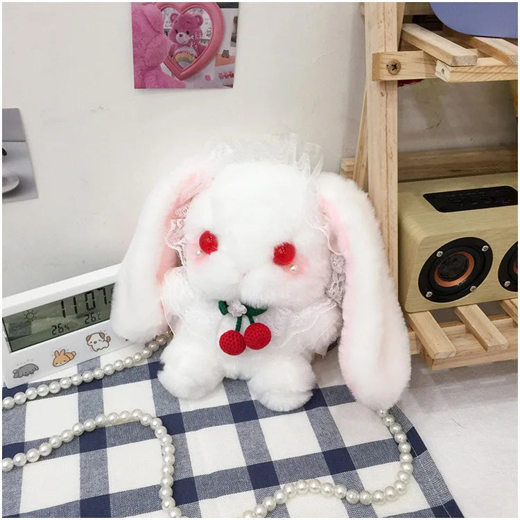 Japan Style Kawaii Girl Lolita Shoulder Bags Rabbit-shaped Bags Lace Pearl Chain Bags mochilas escolares anime