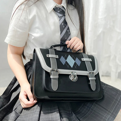 Japan Style Lolita JK Backpack Girl Students School Artificial Leather Shoulder Bags Briefcase Bookbag Messenger Bags