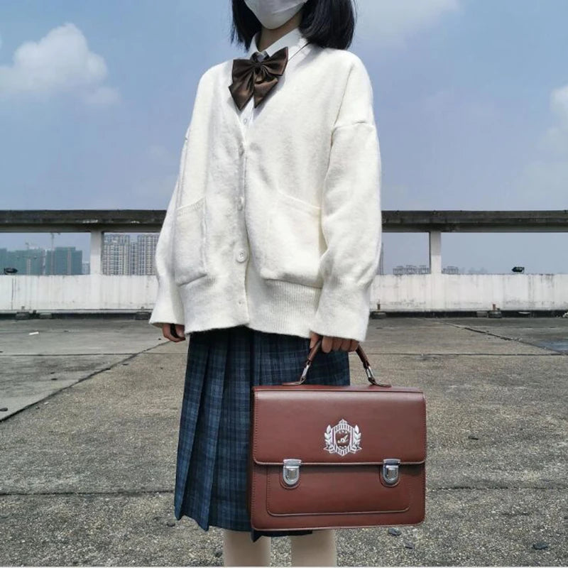 Japan Style Lolita JK Backpacks Women Girl Schoolbags Artificial Leather Messenger Bags Flap Pocket Briefcase Bookbags