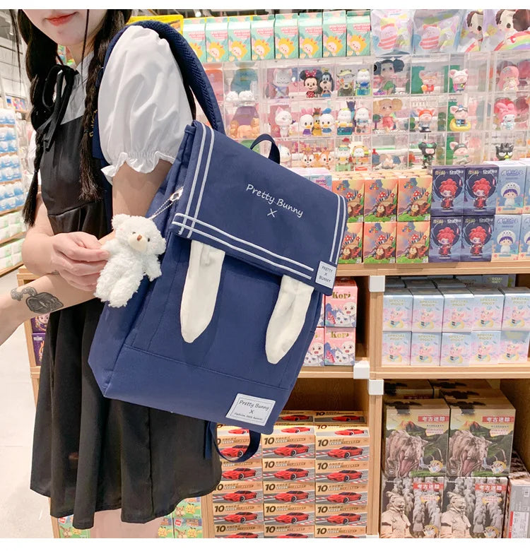 Japan Style Lovely Girl Lolita Backpacks Female Rabbit Ears Bags Preppy School JK HandBags Korean Bag For Women