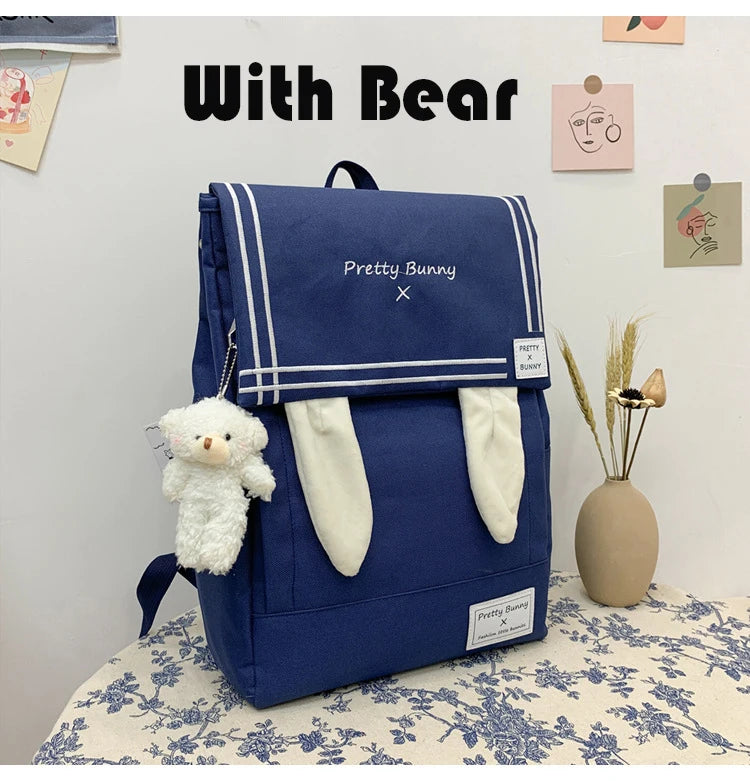 Japan Style Lovely Girl Lolita Backpacks Female Rabbit Ears Bags Preppy School JK HandBags Korean Bag For Women