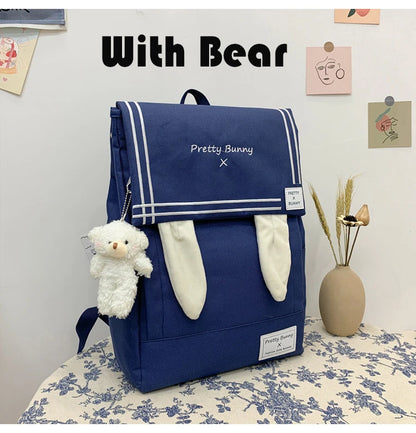 Japan Style Lovely Girl Lolita Backpacks Female Rabbit Ears Bags Preppy School JK HandBags Korean Bag For Women