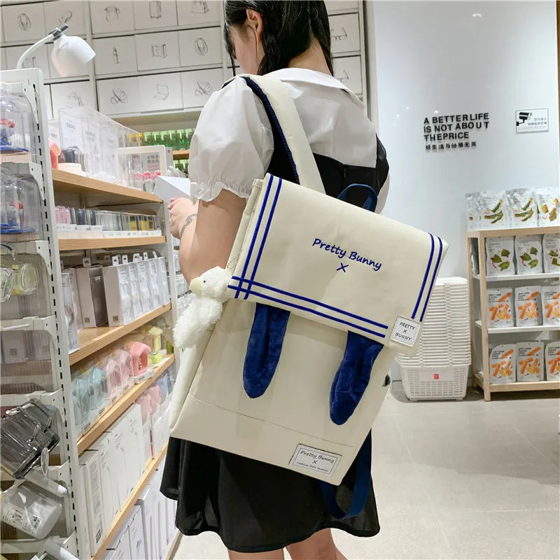 Japan Style Lovely Girl Lolita Backpacks Female Rabbit Ears Bags Preppy School JK HandBags Korean Bag For Women